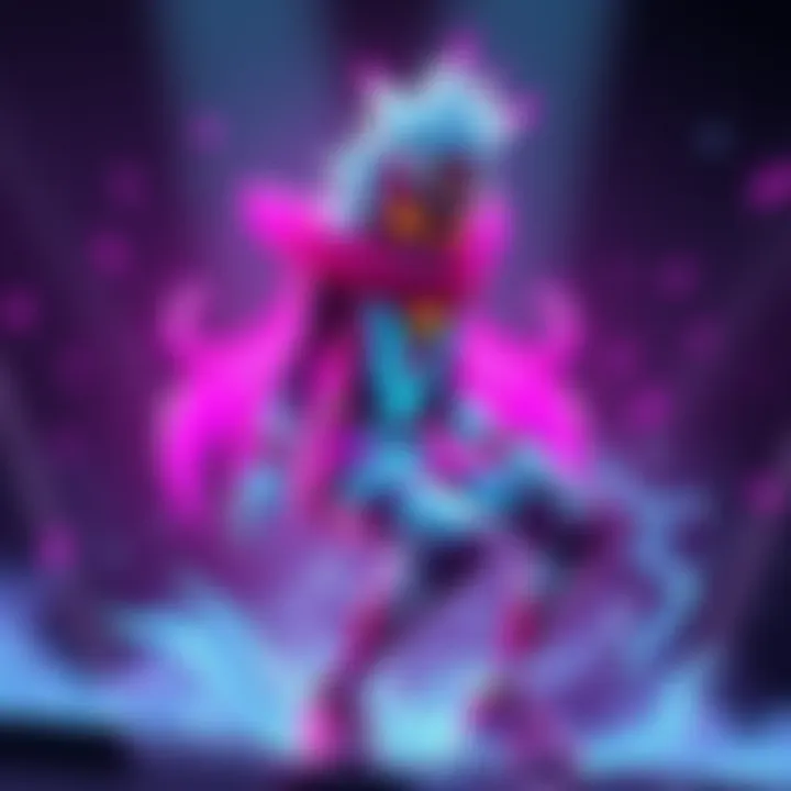 A gaming scene showing the Godskin twink character tracking a player's moves while preparing to heal or buff.