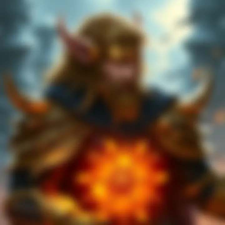 A detailed illustration of Godwyn the Golden, a character from Elden Ring, showcasing his regal armor and golden features against a mystical backdrop.