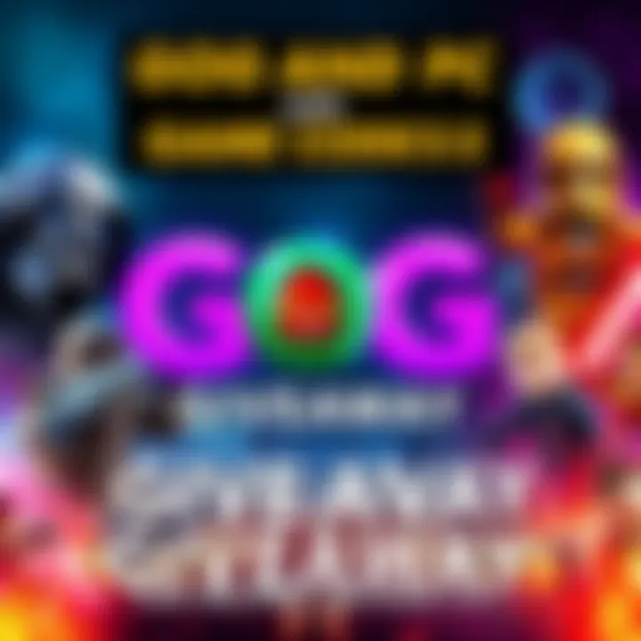 GOG and PC Game Codes Giveaway A colorful graphic showing popular video game characters, including scenes from Saints Row and LEGO Star Wars, announcing a giveaway of game codes.