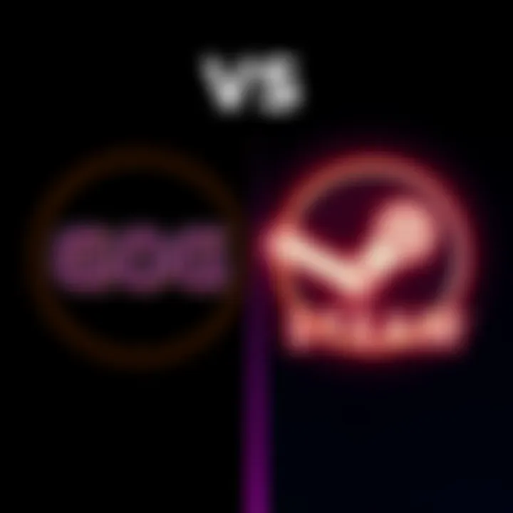 Side-by-side view of GOG and Steam logos representing the two gaming platforms