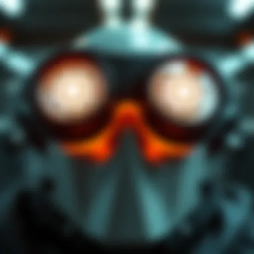 Innovative goggles with stained glass eyes at the back, designed to sense threats from behind for better defense.