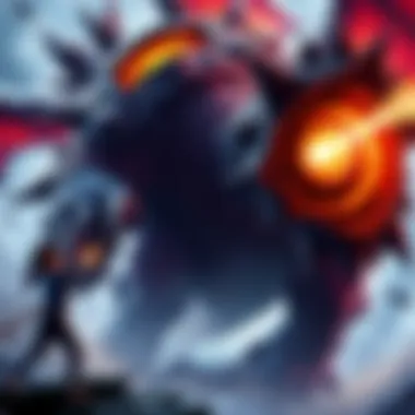 A fierce Gogmazios monster in combat, displaying its massive size and fiery attacks against a player character.