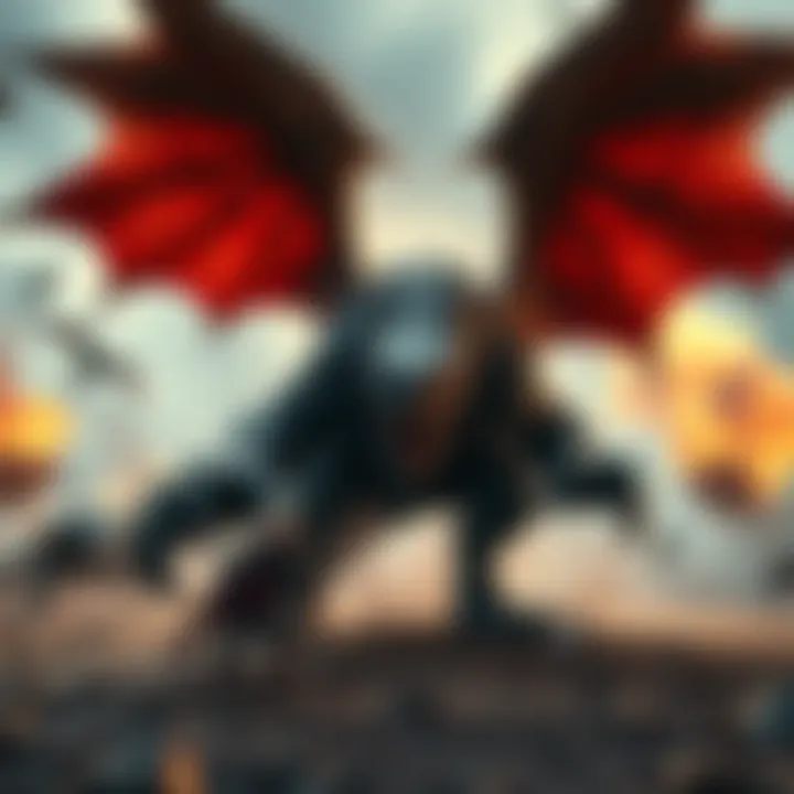 A fierce battle scene featuring Gogmazios, a large monster with imposing wings and sharp claws, as players prepare for an epic fight.