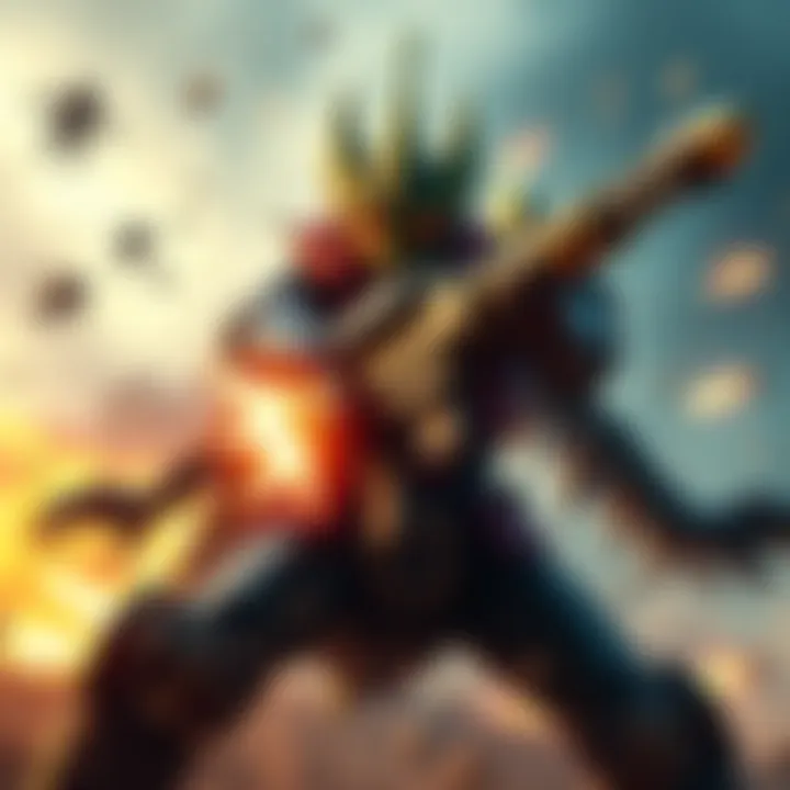 Gogmazios in battle, wielding a powerful railgun against an enemy, showcasing the change from dragonator to railgun.
