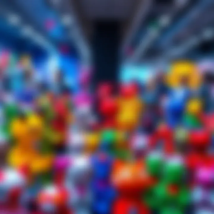 A collection of vibrant Gogo figurines showcasing their unique designs, surrounded by collectors