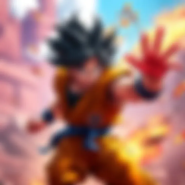 Goku performing an exciting move in a vibrant setting