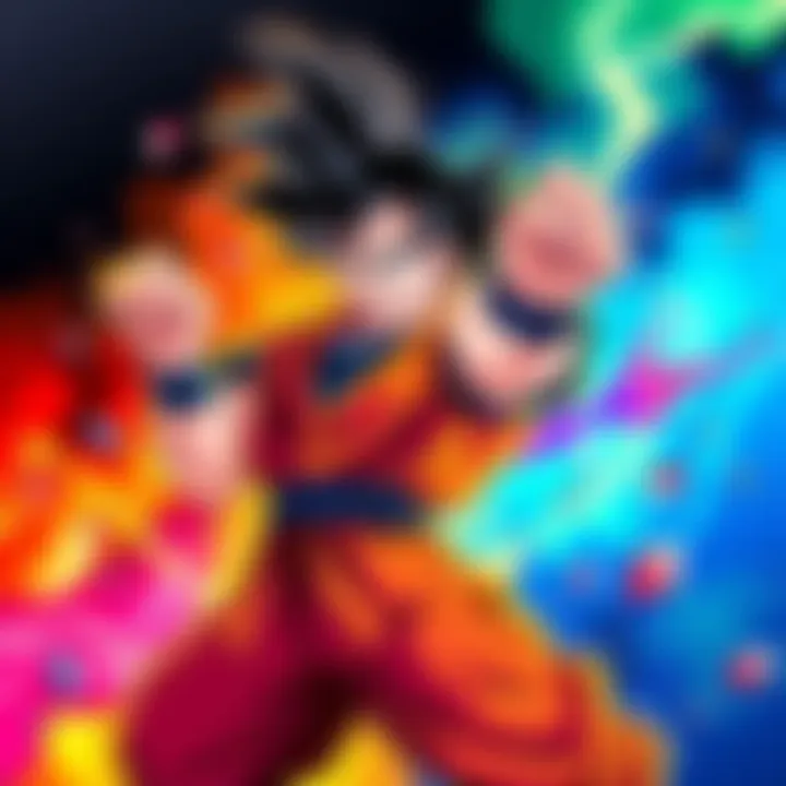 A vibrant illustration of the Goku Displate featuring the character in an action pose with a colorful background.