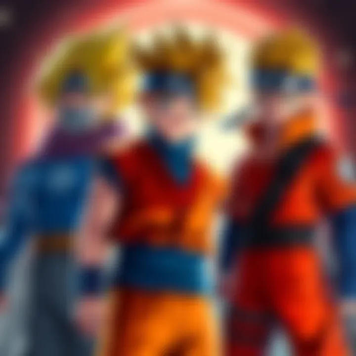 Fan art showcasing improved designs for Goku, Naruto, and Futurama characters with updated graphics