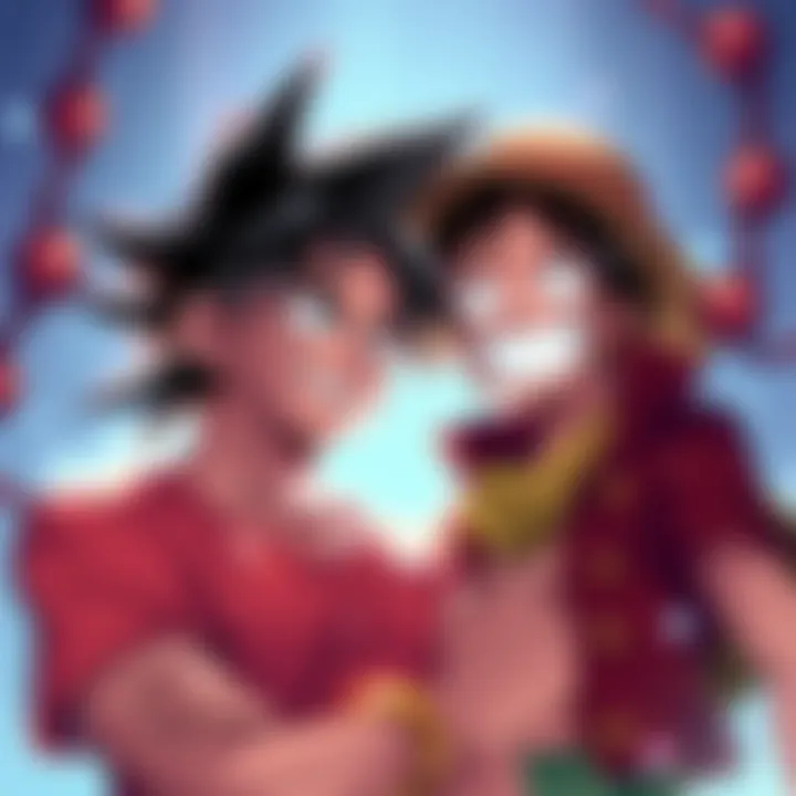 Goku from Dragon Ball and Luffy from One Piece smiling together, symbolizing the connection between fans of both anime series.