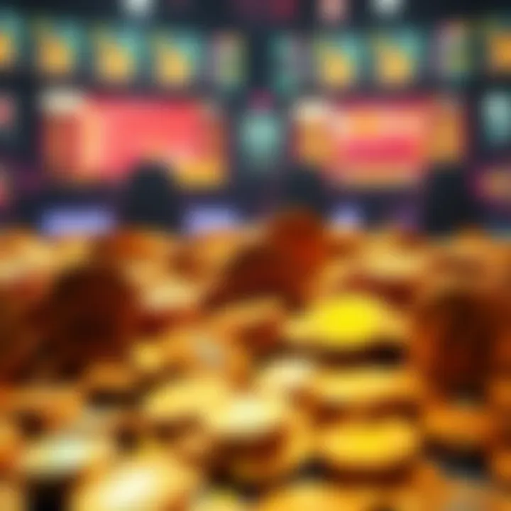 A pile of shiny gold coins representing virtual currency in a gaming environment