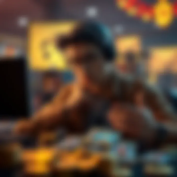 Gold and Cards in Gaming A player considering how to use gold to acquire new cards in a game, with gold coins and cards displayed.