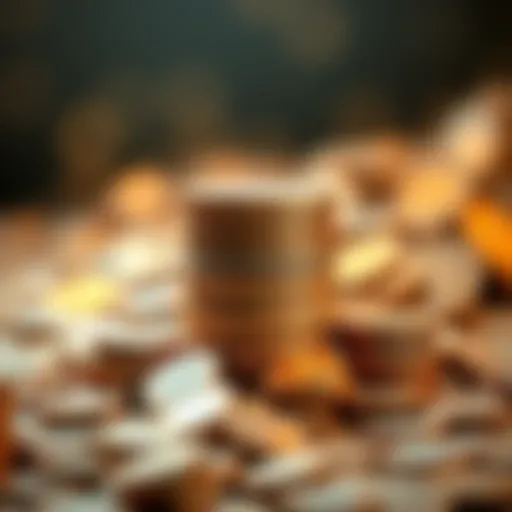 A pile of gold coins representing investment growth, with some coins stacked higher than others to show increasing value.