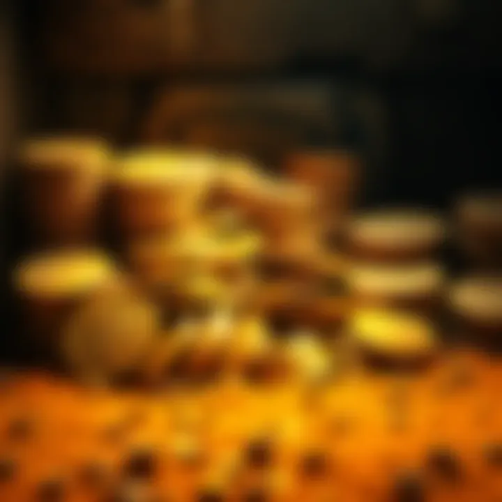 A collection of gold coins and dust piles representing player inventories for Cataclysm preparation