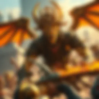 Gold Empress Kulve Taroth Battle A scene showing players in action as they engage the Gold Empress Kulve Taroth in a hunt, with vibrant treasure and tactical movements highlighted.