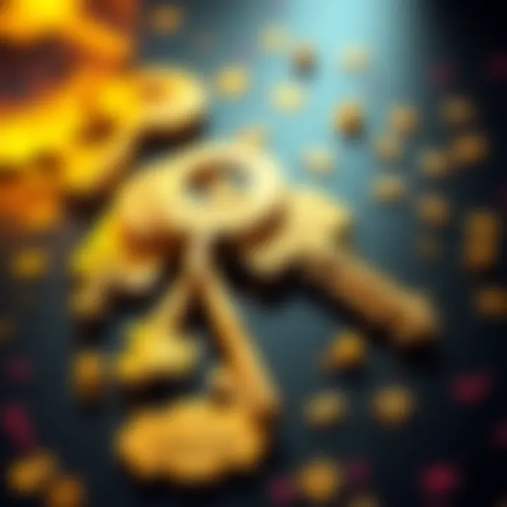 An illustration of shiny gold keys with code snippets nearby, representing the latest BL4 Shift codes for players to redeem.