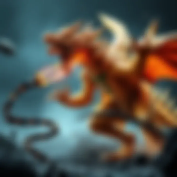 A fierce Gold Rathian monster engaging in combat, showcasing its shiny scales and powerful tail attack, while players strategize around it.