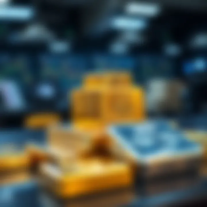 Close-up of gold and silver bars stacked on a market table, representing current market challenges.