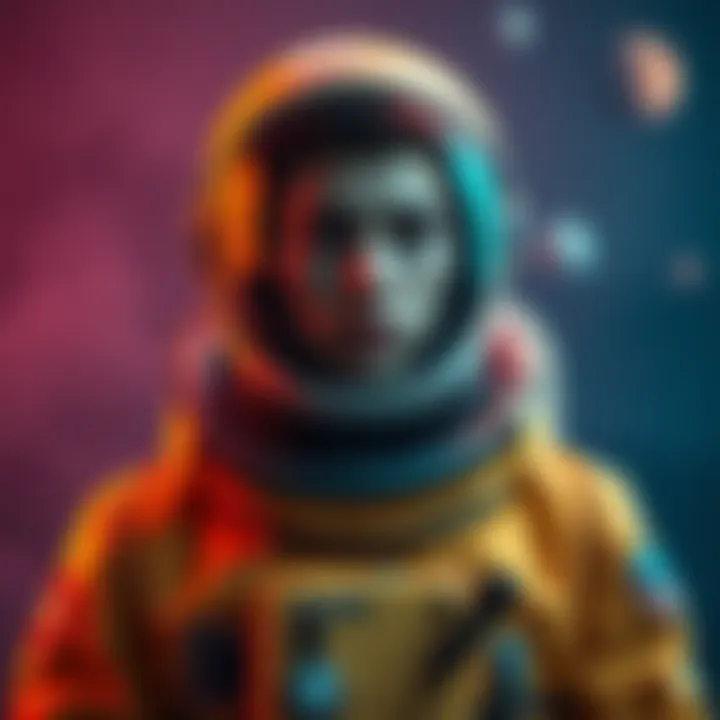 Golden Age Astronaut Outfit Person wearing a golden age astronaut costume, showcasing a unique and stylish look, with a space-themed background.