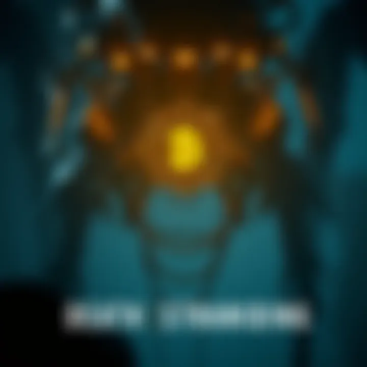 A golden BT hovering ominously in the world of Death Stranding, surrounded by a dark, eerie atmosphere