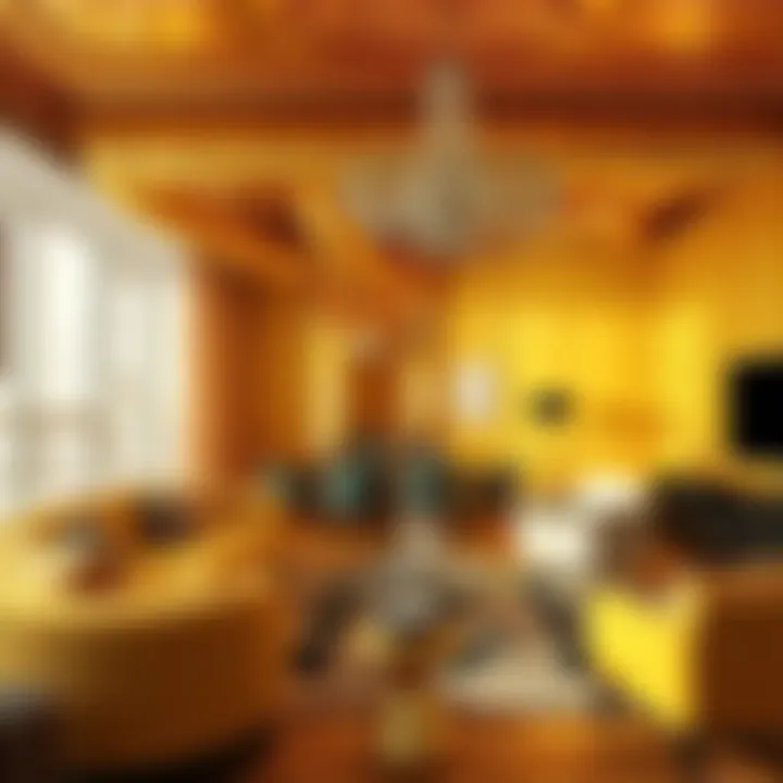 A stylish cohabitation space decorated with gold paint, showcasing affordable luxury and modern design elements.