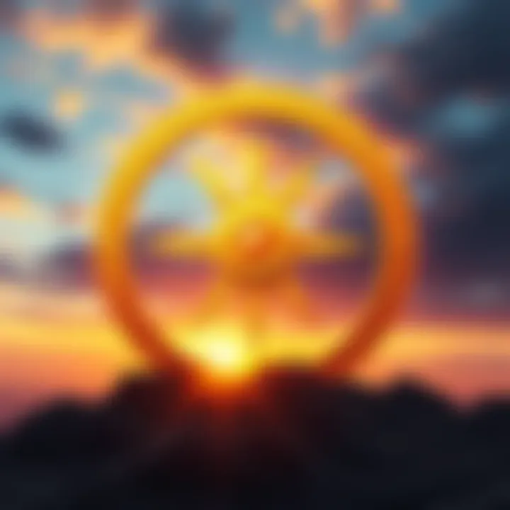A striking visual of the Golden Order symbol against a backdrop of ER's landscapes, representing its influence across different regions.