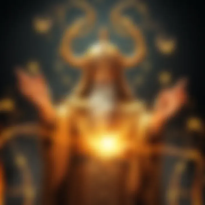 Golden Profound Thinker casting spells A mystical figure known as the Golden Profound Thinker, surrounded by shimmering lights, casting spells with a glowing aura, symbolizing powerful insights and magic.