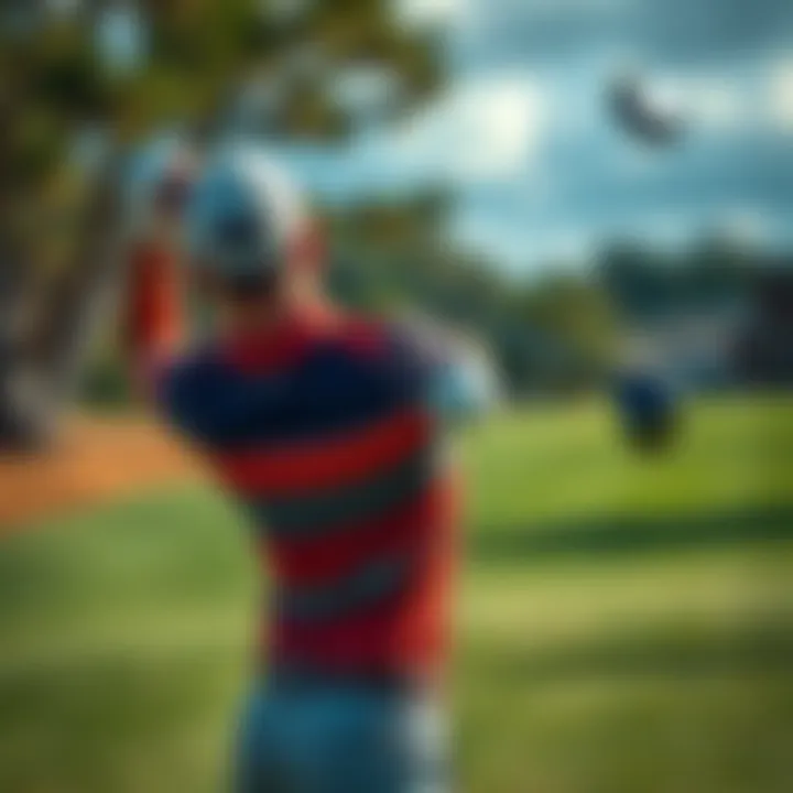 Golfer practicing club swing A golfer focusing on their swing technique while holding a golf club in an outdoor setting