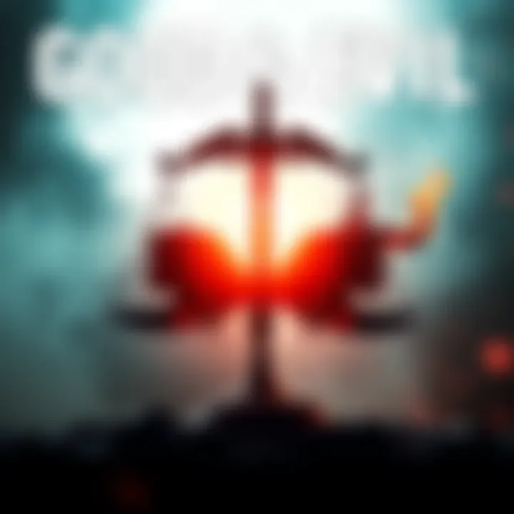 A symbolic representation of good and evil, featuring a balance scale with light and dark elements on either side, depicting the struggle between morality and immorality.