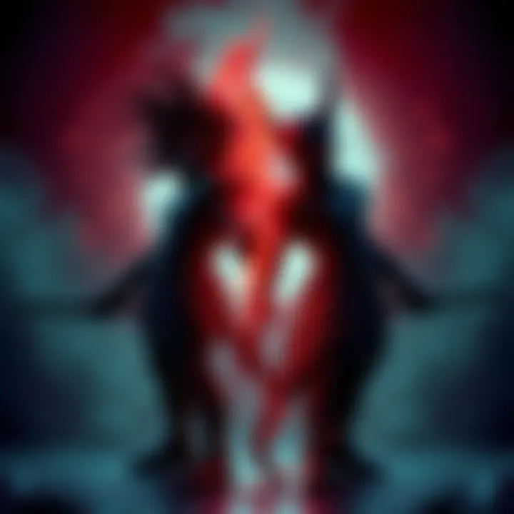 A contrasting image of a good character in bright colors and an evil character in dark shades, both sharing a similar stance, symbolizing their clashing vibes.