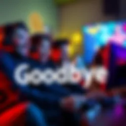 A group of friends enjoying a video game session together, smiling and focused on the screen with colorful graphics in the background.