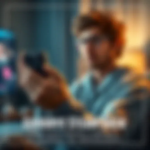 A person holding a Steam Deck gaming device, looking reflective and emotional as they prepare to gift it to a friend.