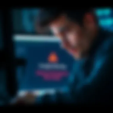 Google Warning A concerned person looking at a computer screen with Google warning about streaming risks.