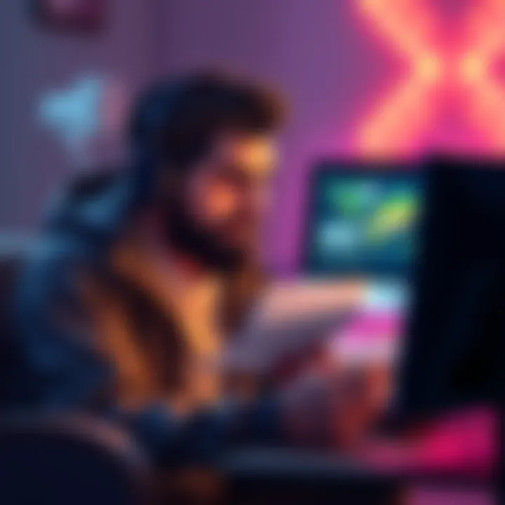 Gorgc reading uplifting messages from fans on his computer, showing signs of reflection and hope