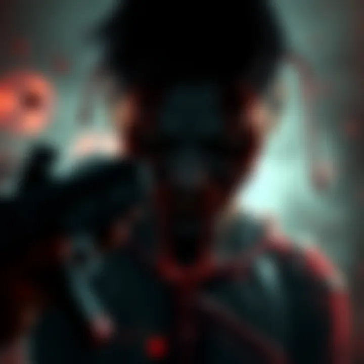 A horrifying game scene featuring a character surrounded by gruesome visuals and blood, showcasing the disturbing nature of the game.