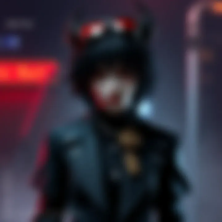 Custom Goth Character in Drifter A goth character created in the game Drifter, showcasing dark attire and unique accessories
