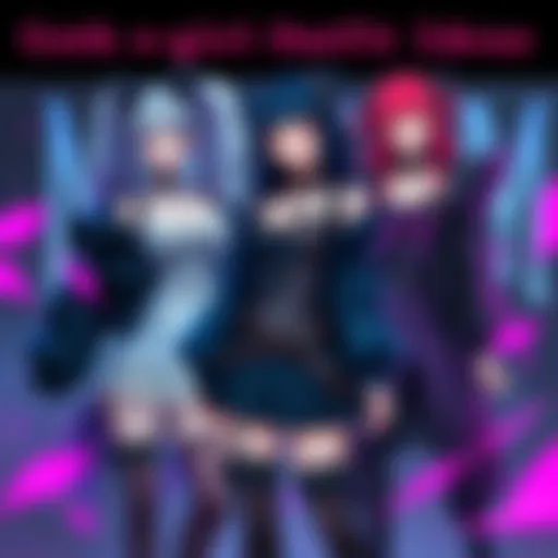 A collection of stylish goth e-girl outfits featuring dark colors, lace, and edgy accessories, representing gamers' fashion preferences.