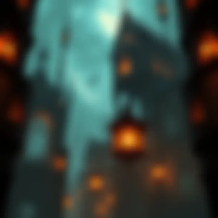 A dark gothic cityscape with a mechanical puppet character inspired by Pinocchio, showcasing intricate architecture and moody lighting.