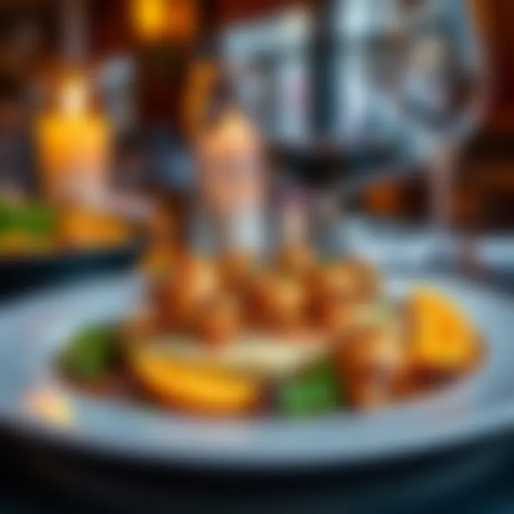 A beautifully plated dish featuring cooked snails garnished with herbs and spices on a fine dining table