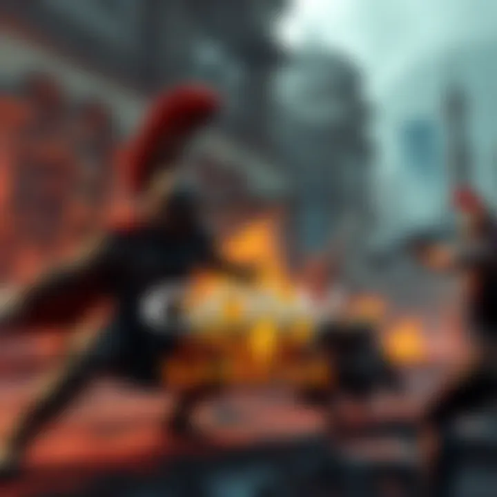 A scene from GOW: Sons of Sparta showing intense combat with characters fighting in a mythical setting.