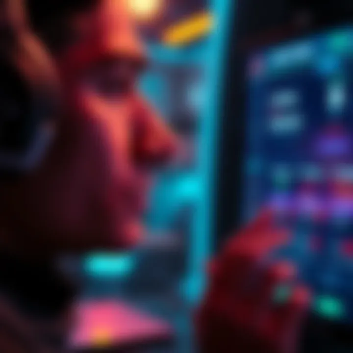 GPU Subscription Decision A close-up of a person contemplating a GPU subscription, looking at a screen displaying pricing information and options.