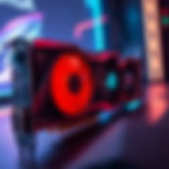 A close-up of an ROG Strix 3080 GPU showing a high temperature alert on the screen while gaming