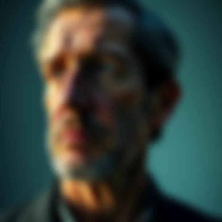 A close-up portrait of a thoughtful man looking away, hinting at a hidden past and connection to Grace Ashcroft.