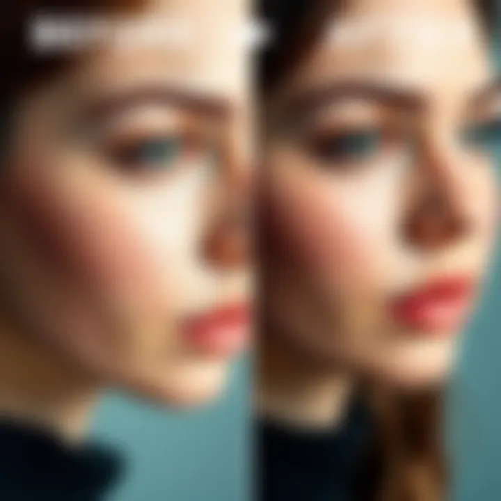 Comparison of Grace's cheeks before and after possible buccal fat removal, showing a significant change in shape and contour