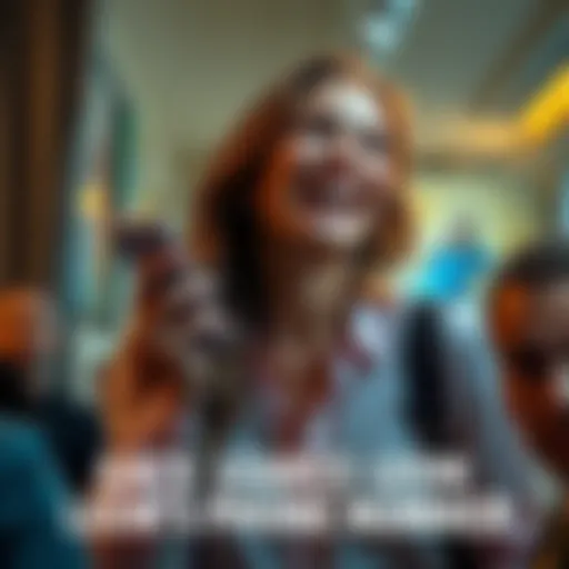 Grace laughing while holding a phone, suggesting she leaked Leon's phone number, with a shocked expression on the background