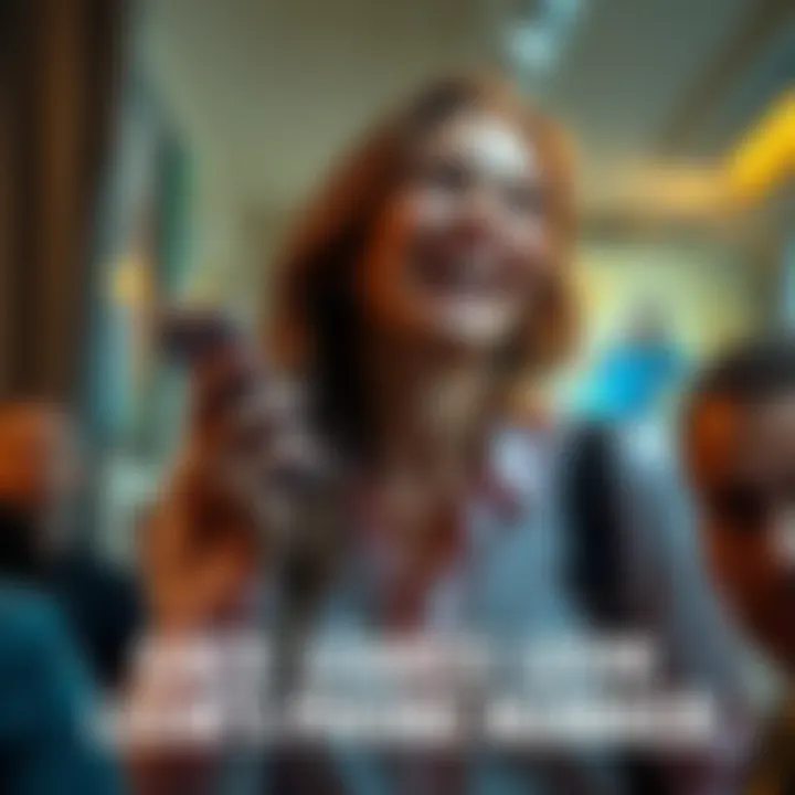 Grace laughing while holding a phone, suggesting she leaked Leon's phone number, with a shocked expression on the background