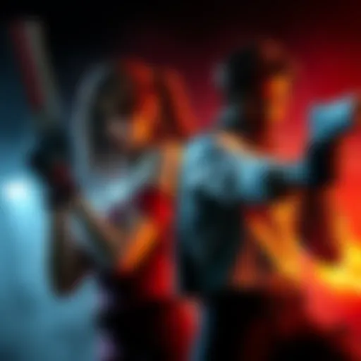 Grace in survival mode and Leon in action pose, representing the two character choices in the horror game