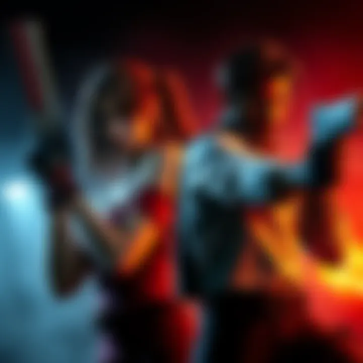 Grace in survival mode and Leon in action pose, representing the two character choices in the horror game