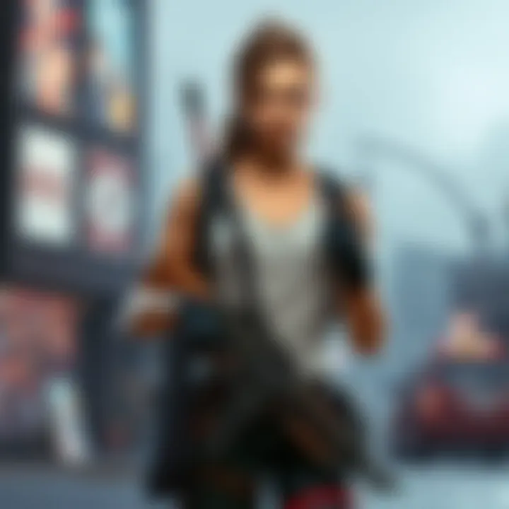 Grace stands with a basic weapon in her hands, looking concerned about her limited options for combat.