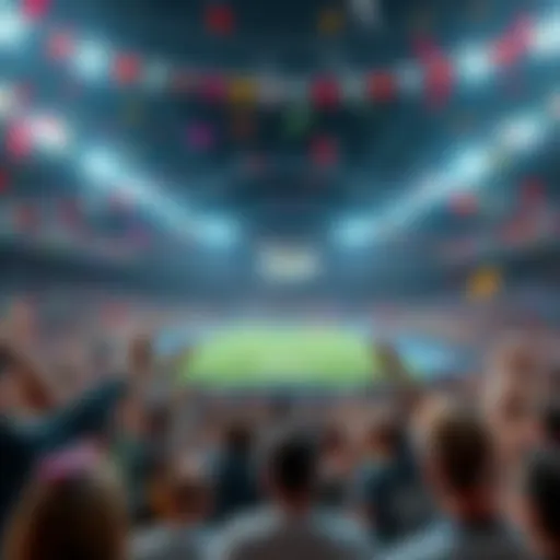 A large crowd cheering in a stadium during the grand finals play with colorful banners and confetti