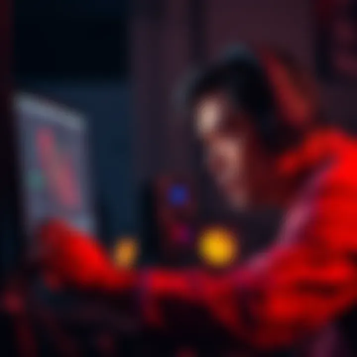 A worried graphics artist looking at a computer screen showing a rejected design